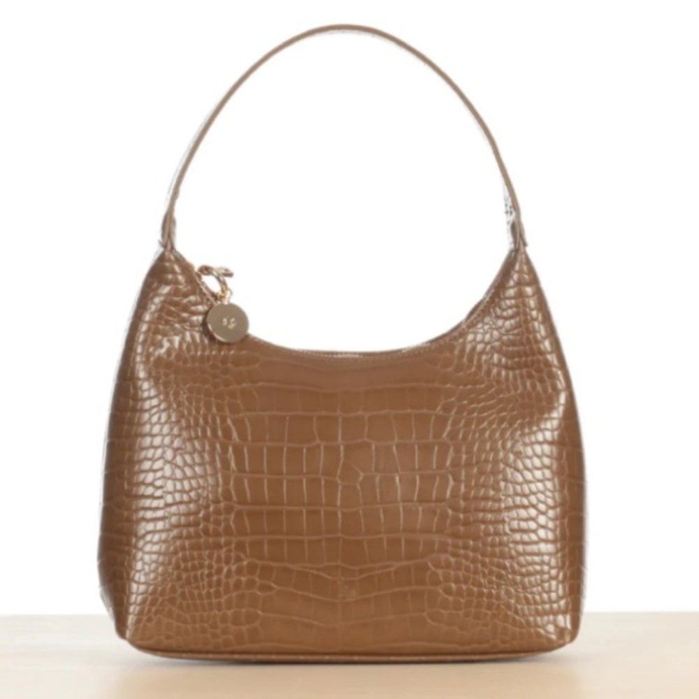 Ela Chestnut Croc Marlo Bag